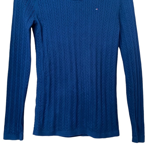 Tommy Hilfiger Women’s Cable Knit Navy Blue Scoop Neck Sweater Size SP - Picture 4 of 10